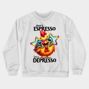 More espresso less depresso funny funky chicken Crewneck Sweatshirt